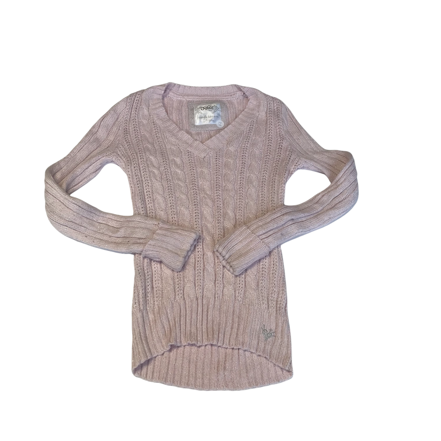 Light Pink V-neck Knit Jumper Age 12