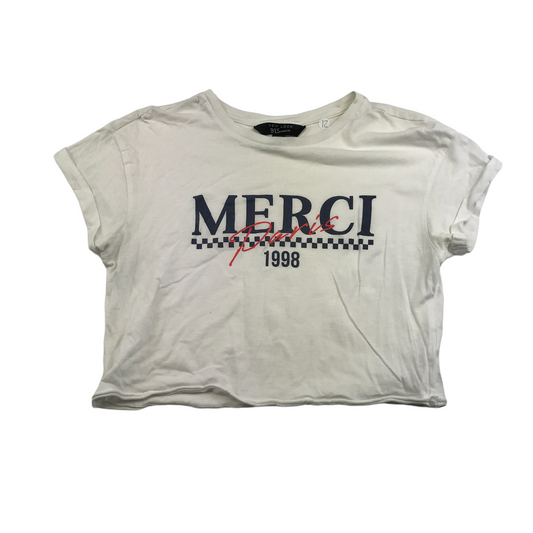 New Look White Merci Crop Top Age 12