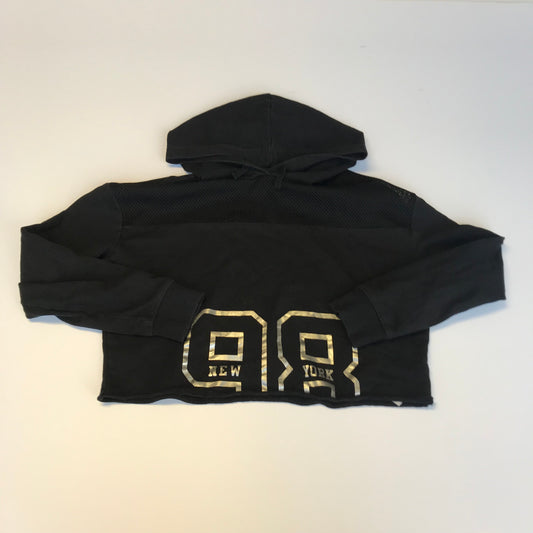 New Look Black Cropped Print Hoodie Age 12