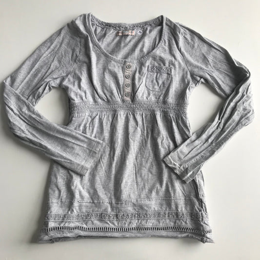 M&S Grey Long Sleeve Lace Detailed T-shirt Age 12