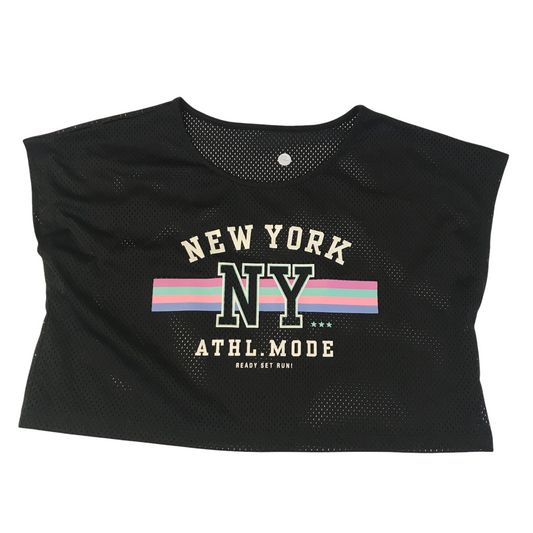 Black NYC Cropped Sports Top Age 12