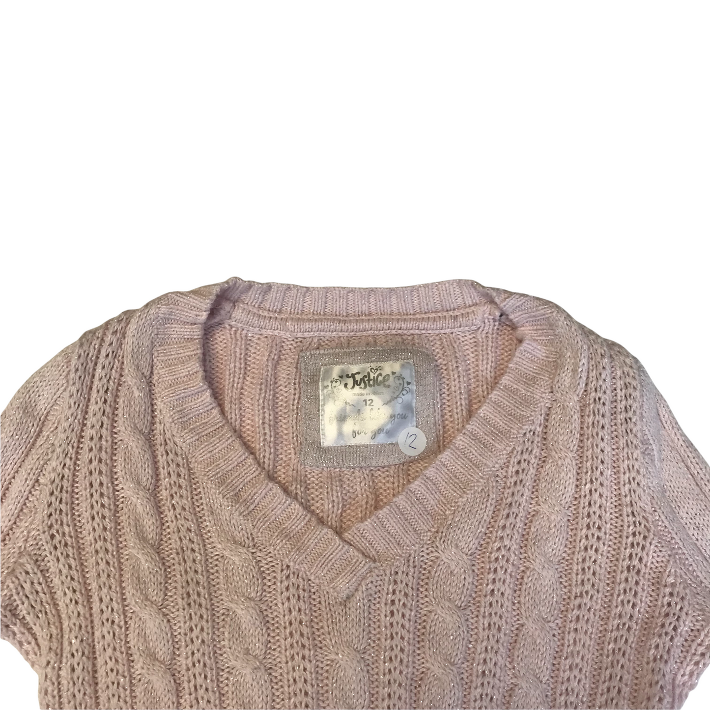 Light Pink V-neck Knit Jumper Age 12