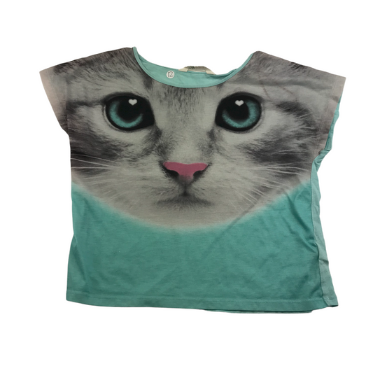 H&M Turquoise Cat T-shirts Age 12