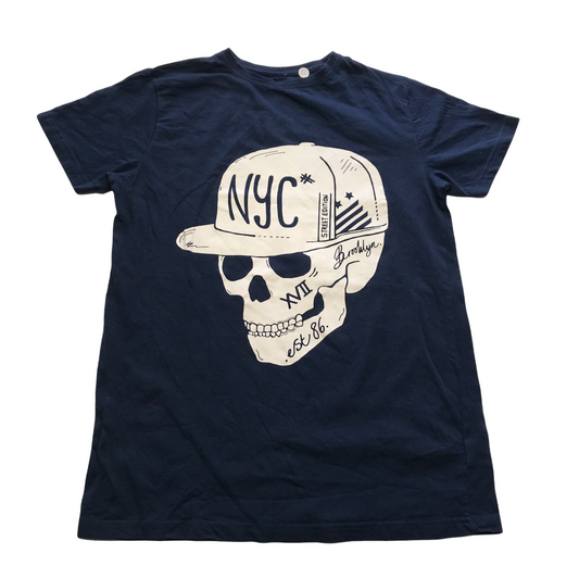 Primark Navy Skull NYC T-shirt Age 12