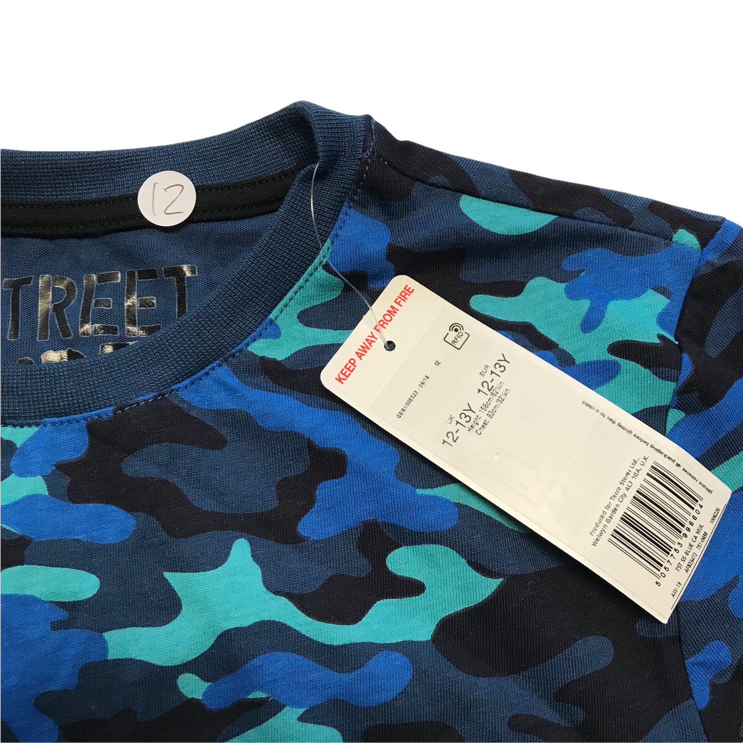 F&F Blue Camo T-shirt Age 12