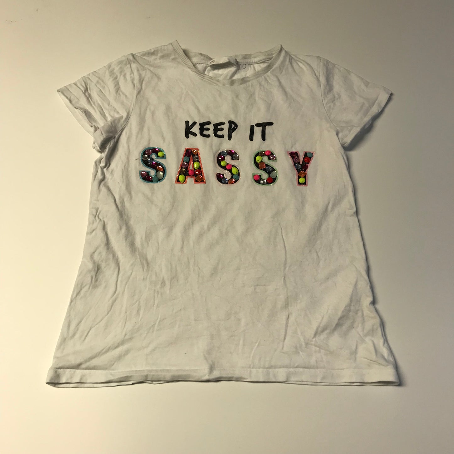 M&S White Keep it Sassy T-shirt Age 13