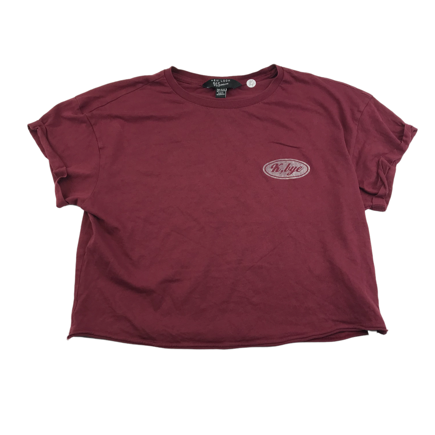 New Look Burgundy Cropped T-shirt Age 14