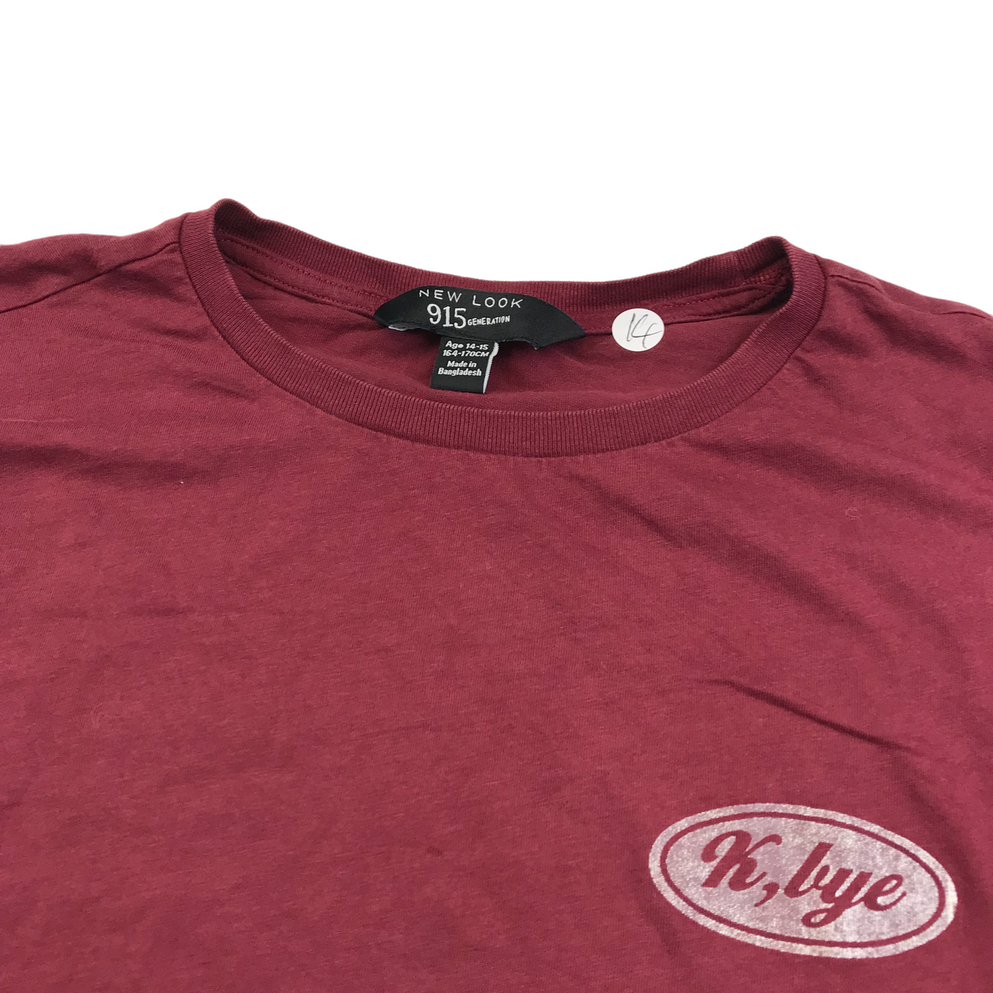 New Look Burgundy Cropped T-shirt Age 14