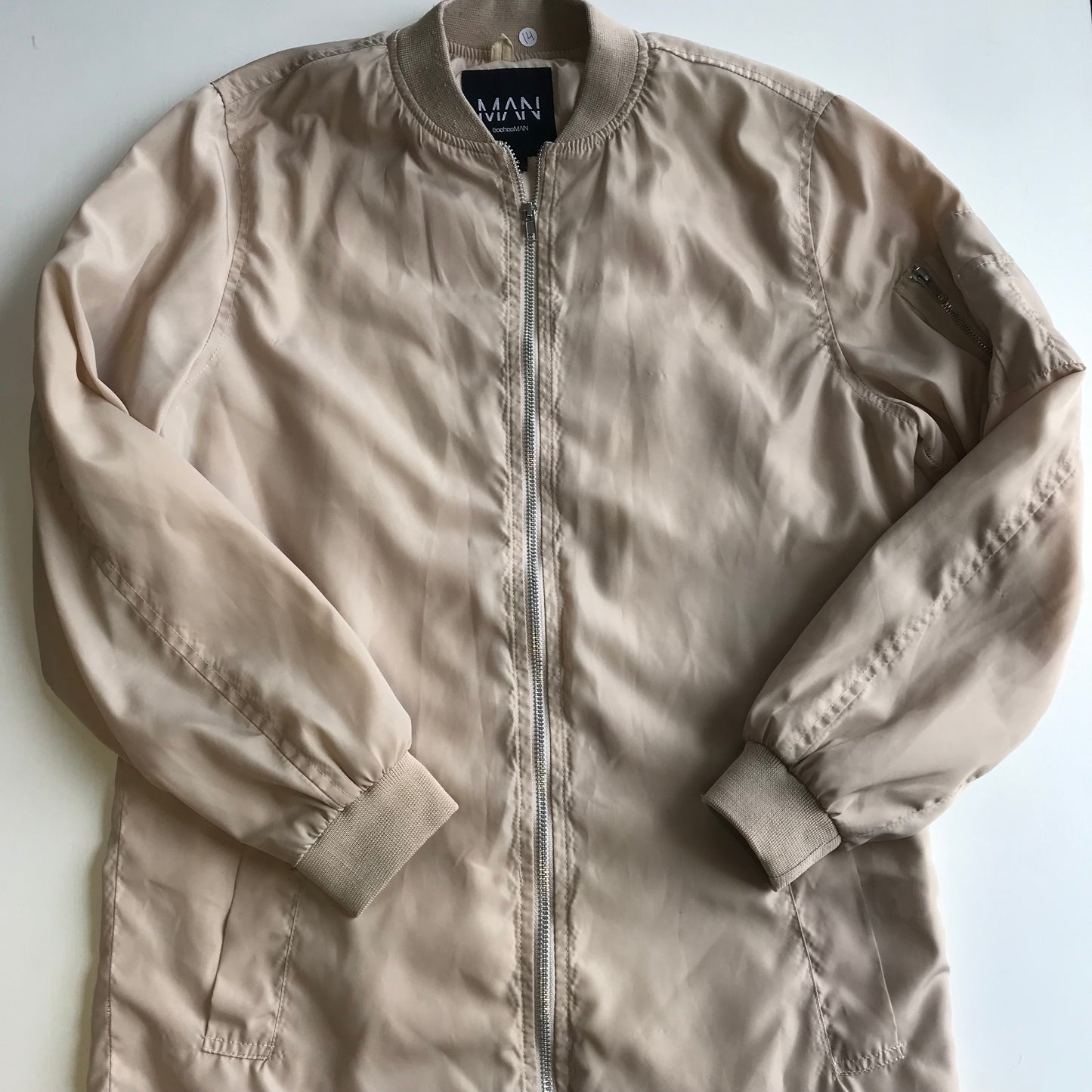 BooHoo Beige Long Light Jacket Men's Size S