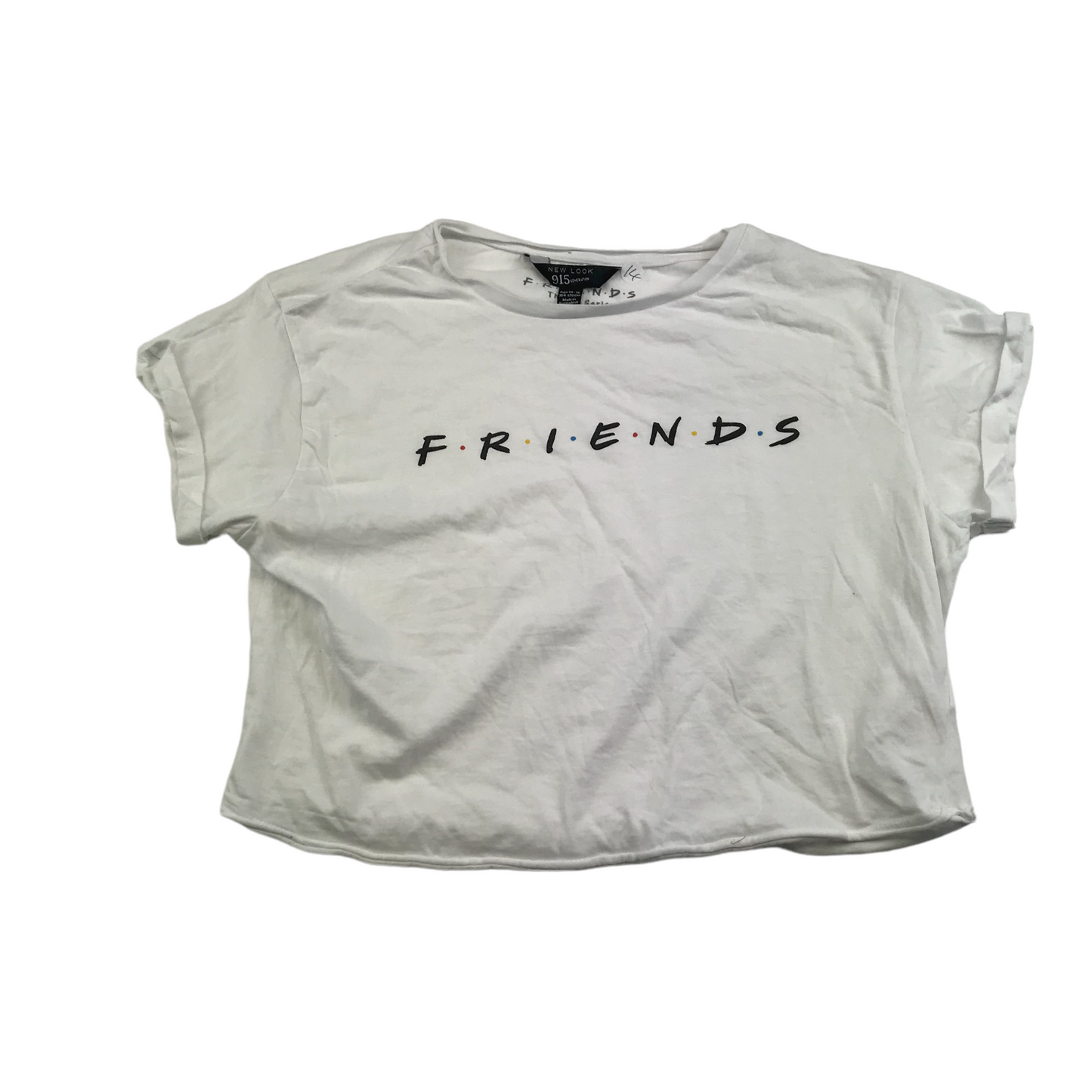 New Look White Friends Cropped T-shirt Age 14