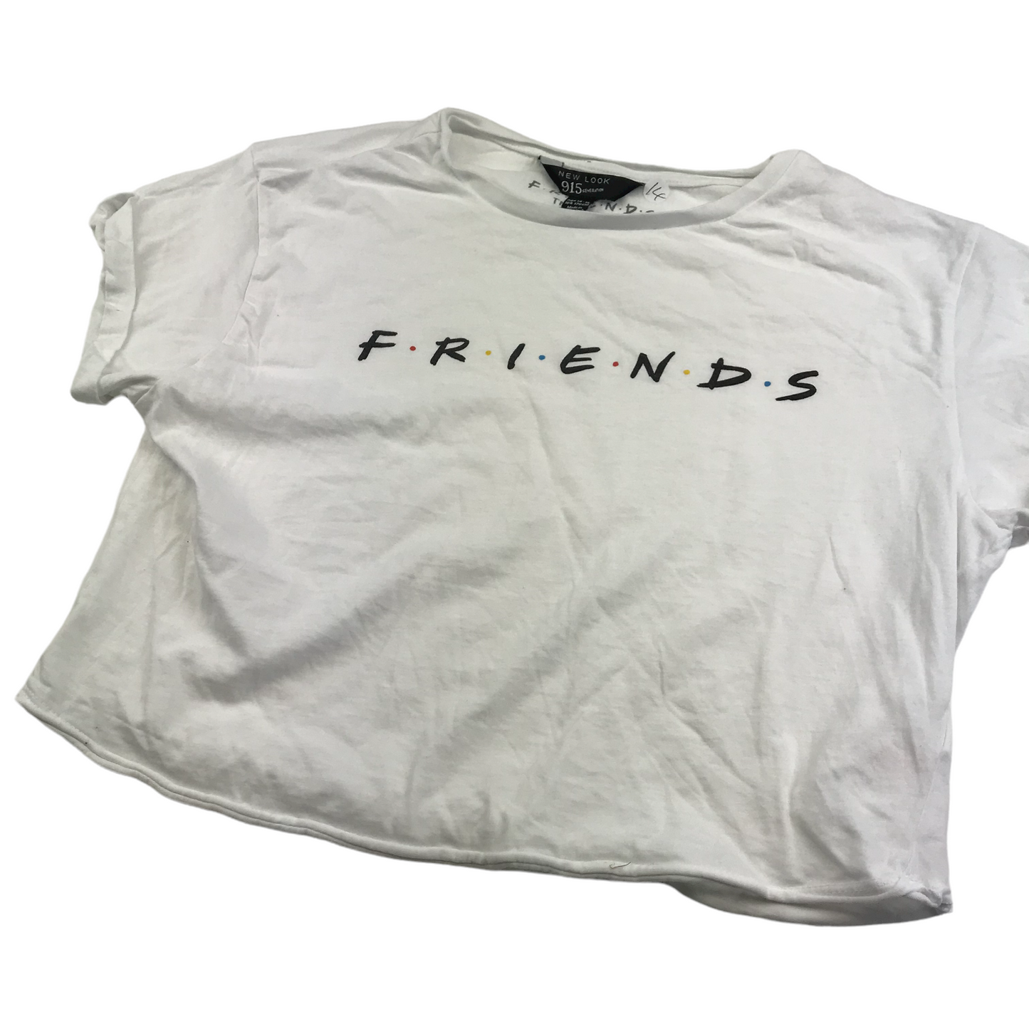 New Look White Friends Cropped T-shirt Age 14