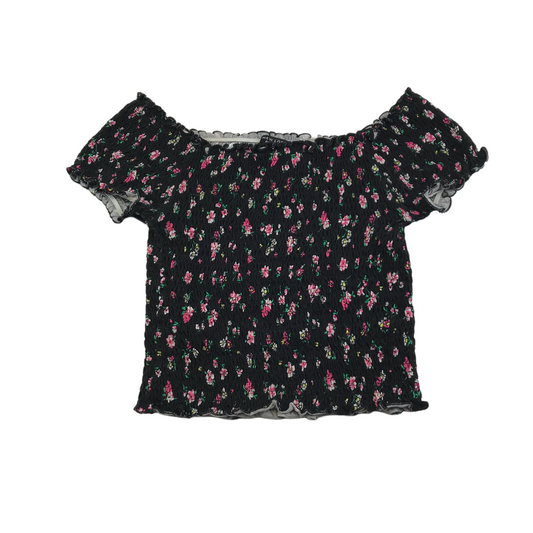 New Look Black Floral Crop Top Age 14