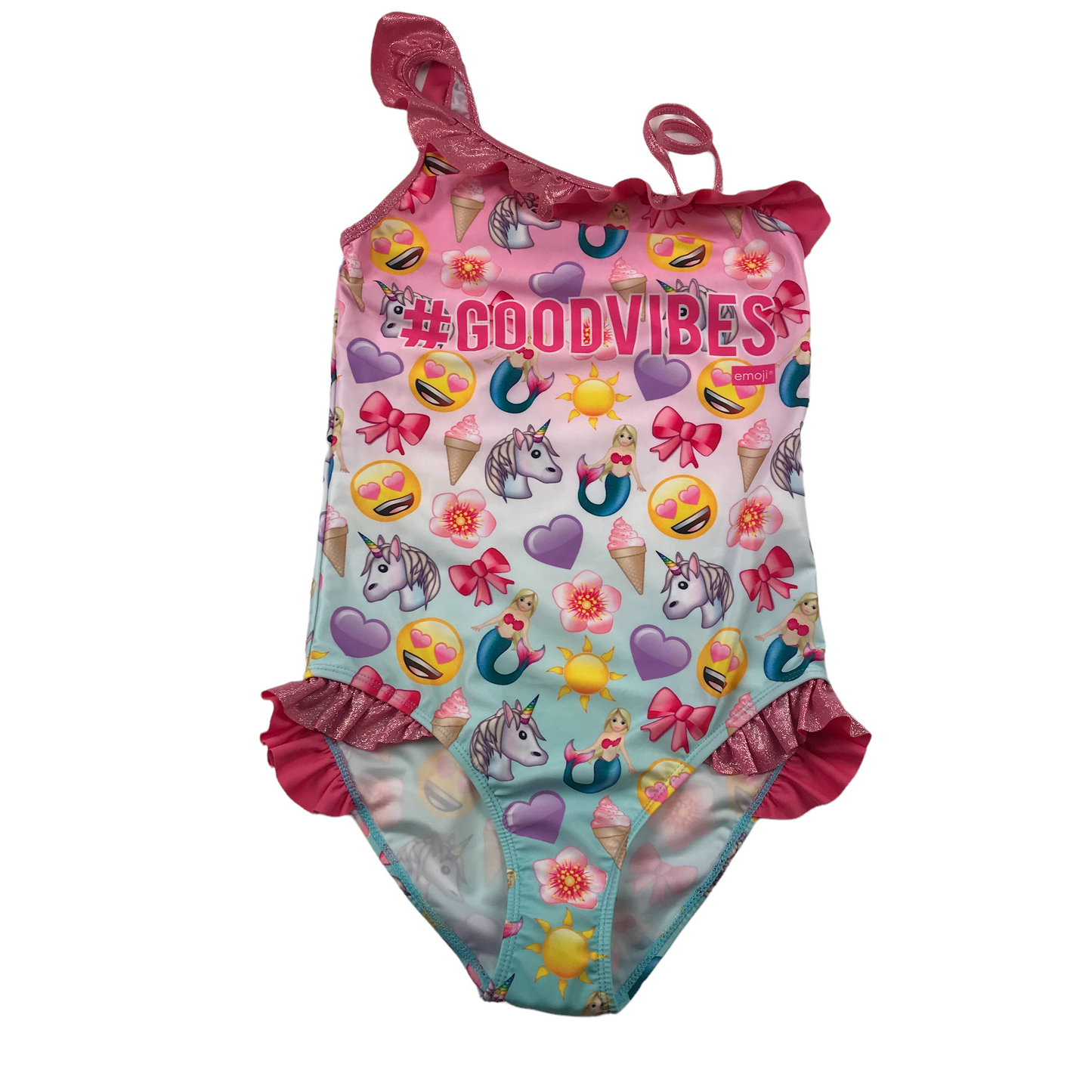 Character.com Pink Emoji Swimsuit Age 14