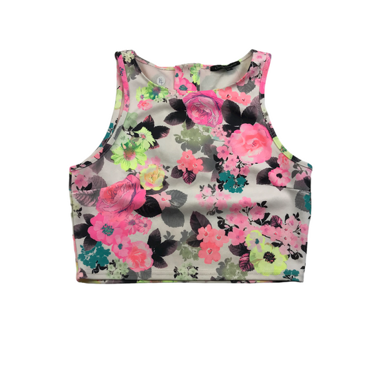 Candy Couture Pink Floral Crop Top Age 14