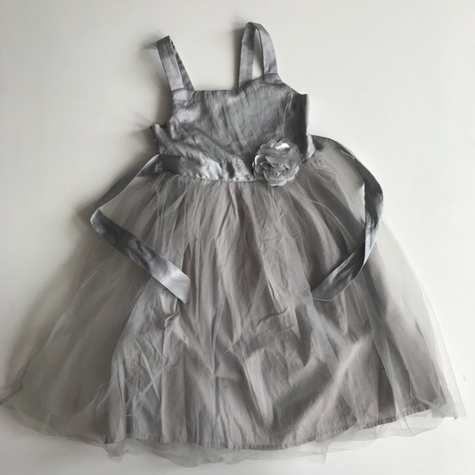 Dress - Silver with Tulle Top Layer - Age 6