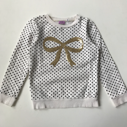 Sweatshirt - Golden Sequin Bow - Age 5