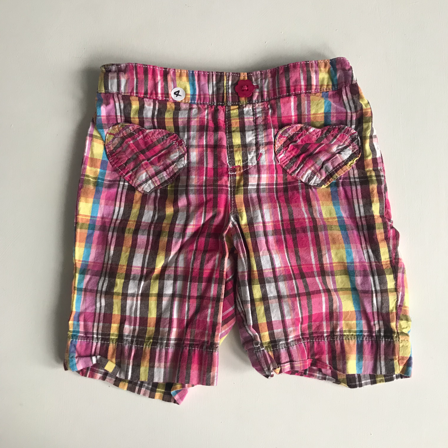 Shorts - Check with Heart Pockets - Age 4