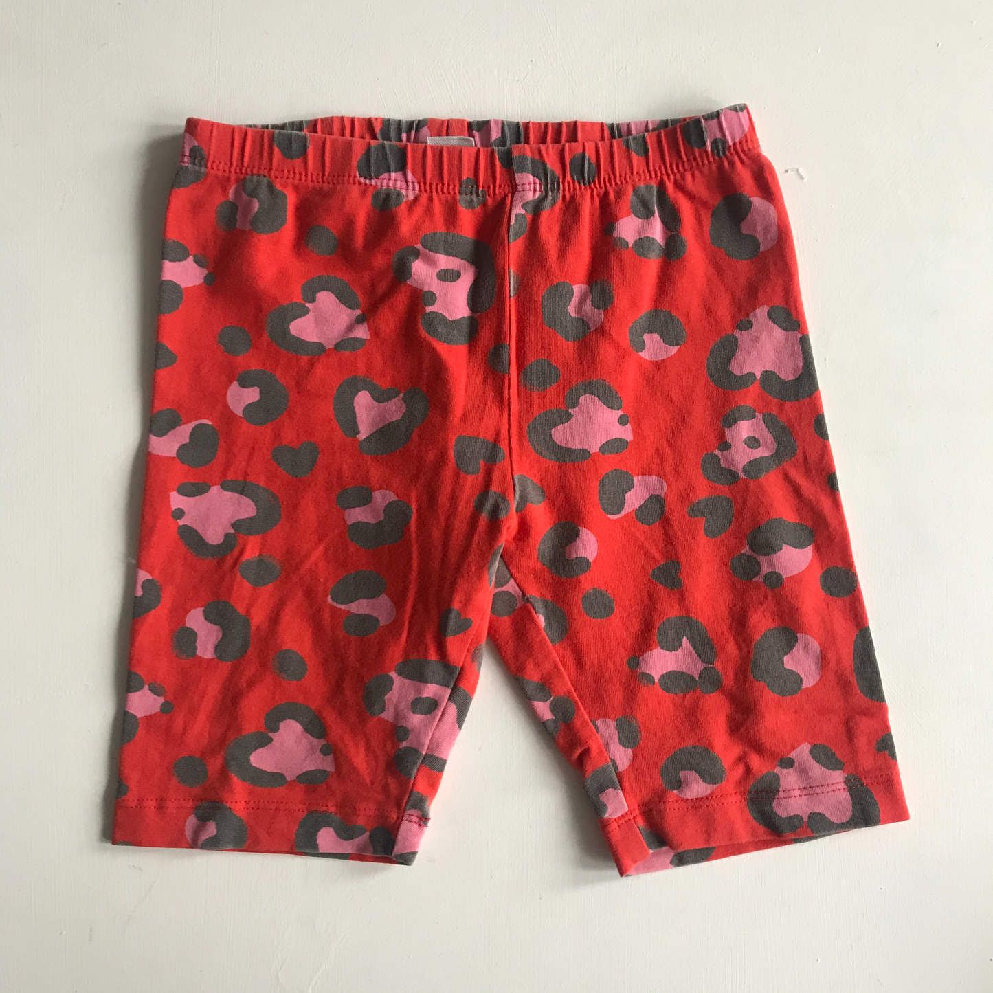 Denim Shorts and Red Animal Print Cycling Short-style Leggings Bundle Age 5
