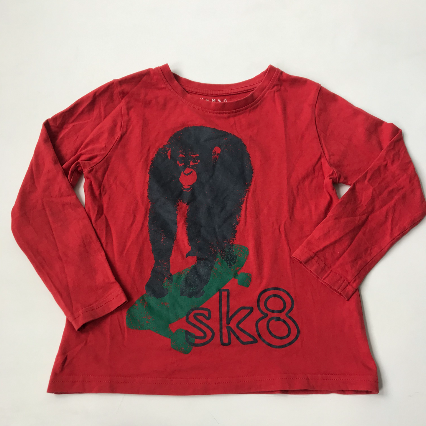 T-shirt - Red Monkey 'sk8' - Age 6