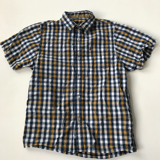 Shirt - Navy & Mustard Check - Age 8