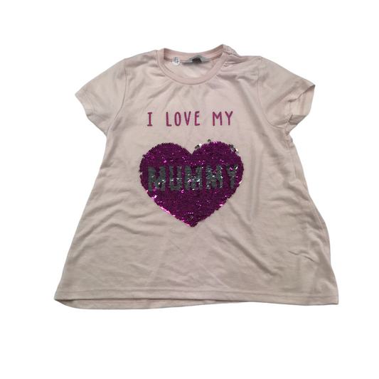 Primark Pink Sequin Love Heat T-shirt Age 4