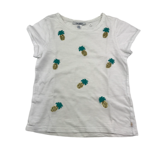 Okaidi White Sequins Pineapple T-shirt Age 4