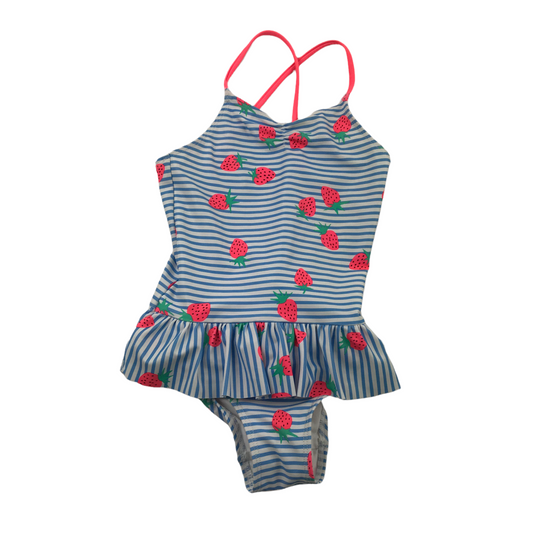 H&M Blue Stripy Strawberry Swimsuit Age 4