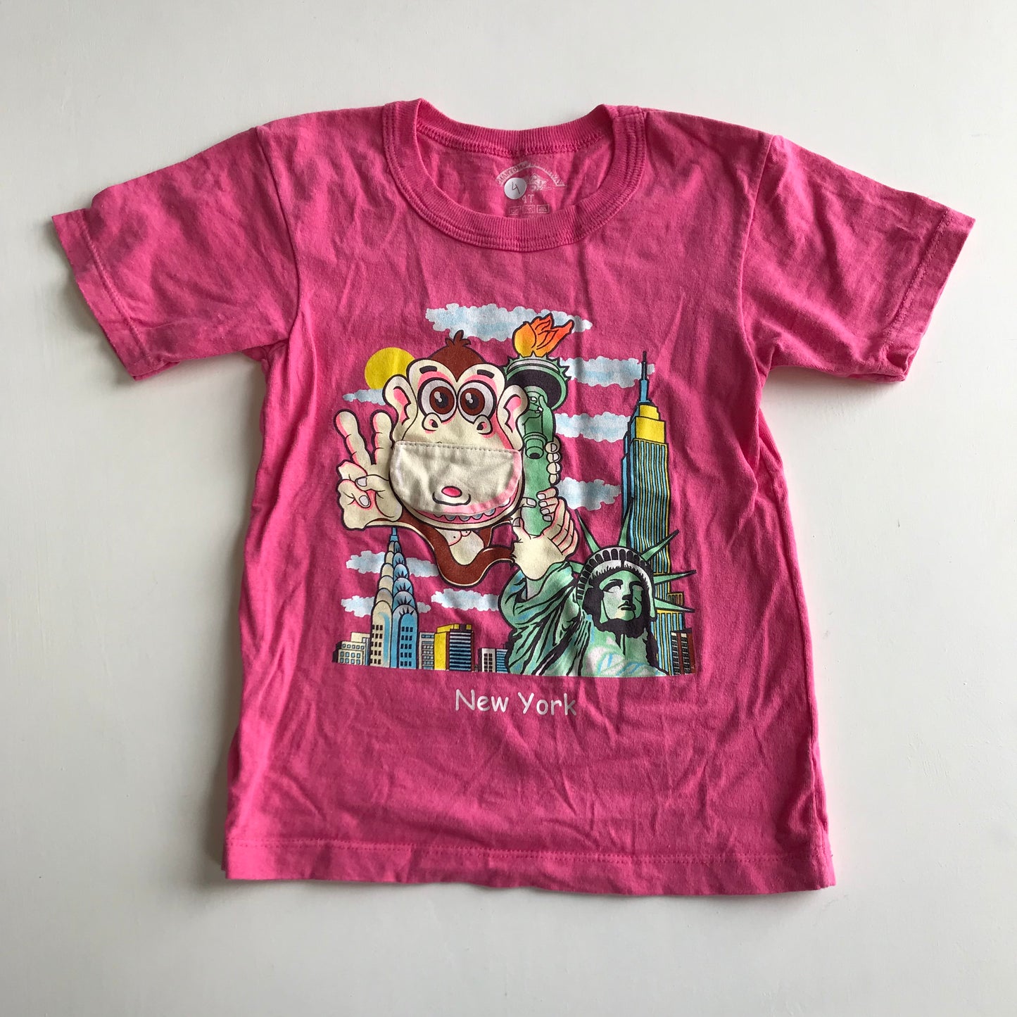 T- shirt - Pink Monkey - Age 4