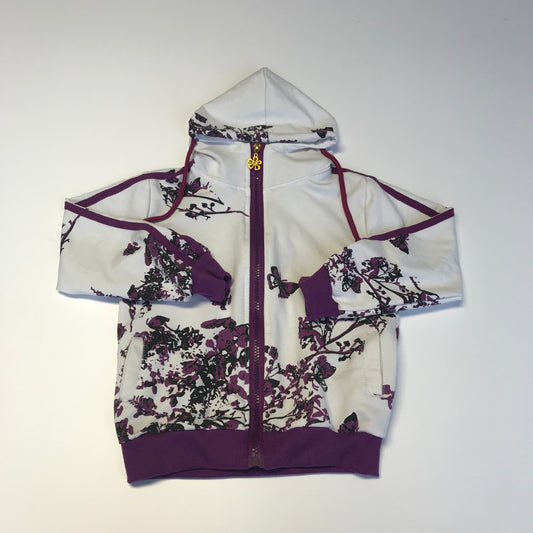 White Hoodie With Purple Tree Pattern Age 4