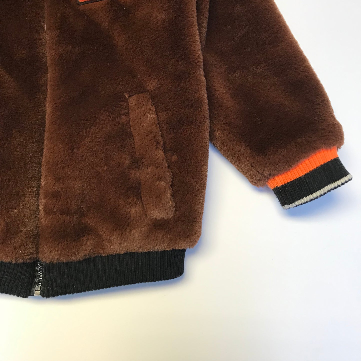 River Island Fluffy Brown Bomber Jacket Age 4