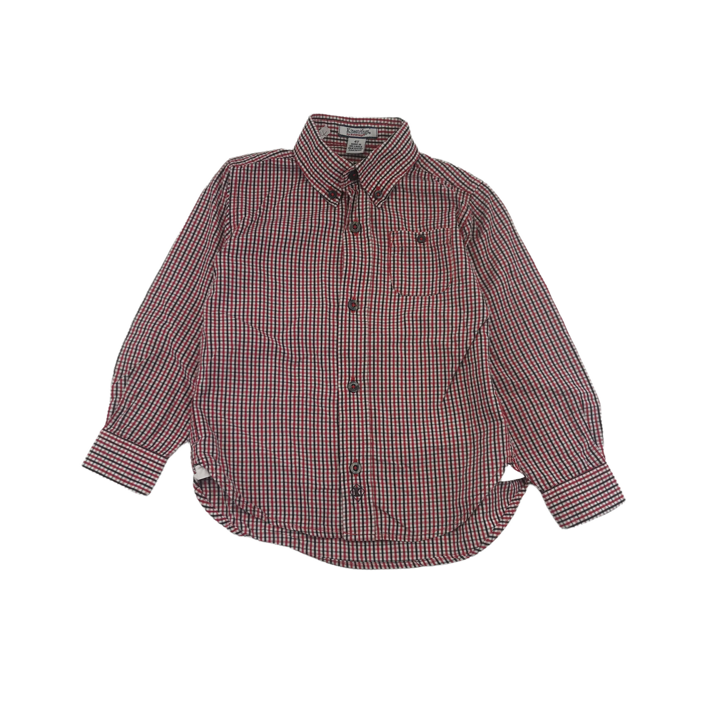 Kitestrings Checked Red and White Shirt Age 4