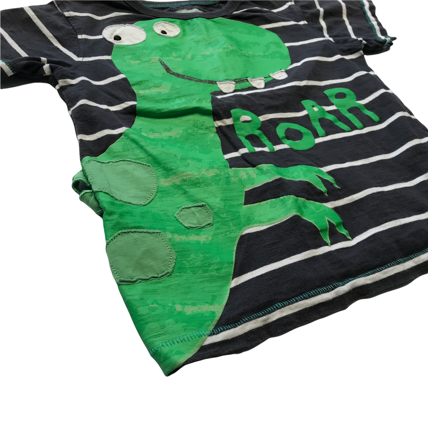 Bluezoo Black Green Dinosaur T-shirt Age 4