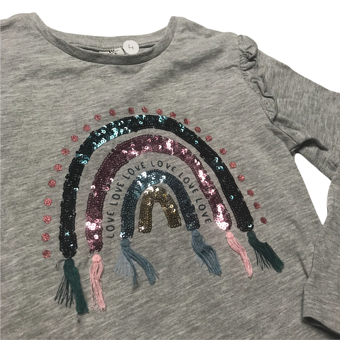 Tu Grey Sequin Rainbow T-shirt Age 4