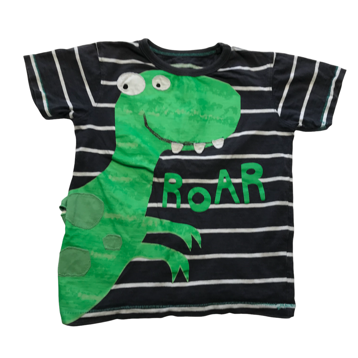 Bluezoo Black Green Dinosaur T-shirt Age 4