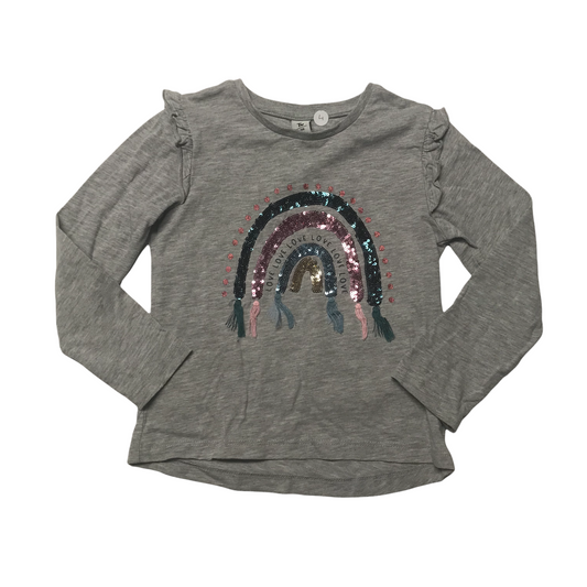 Tu Grey Sequin Rainbow T-shirt Age 4