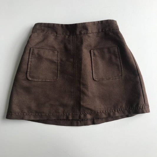 Skirt - Brown Faux Suede - Age 4