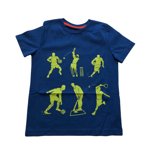 Boden Royal Blue Sport Print T-Shirt Age 4