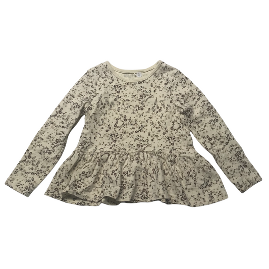 George White Floral Frilled Hem T-shirt Age 4