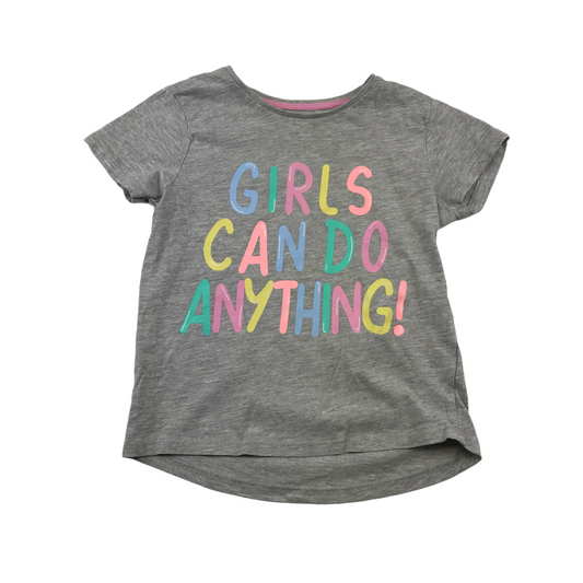 Matalan Grey Girls Can Do Anything Print T-shirt Age 4