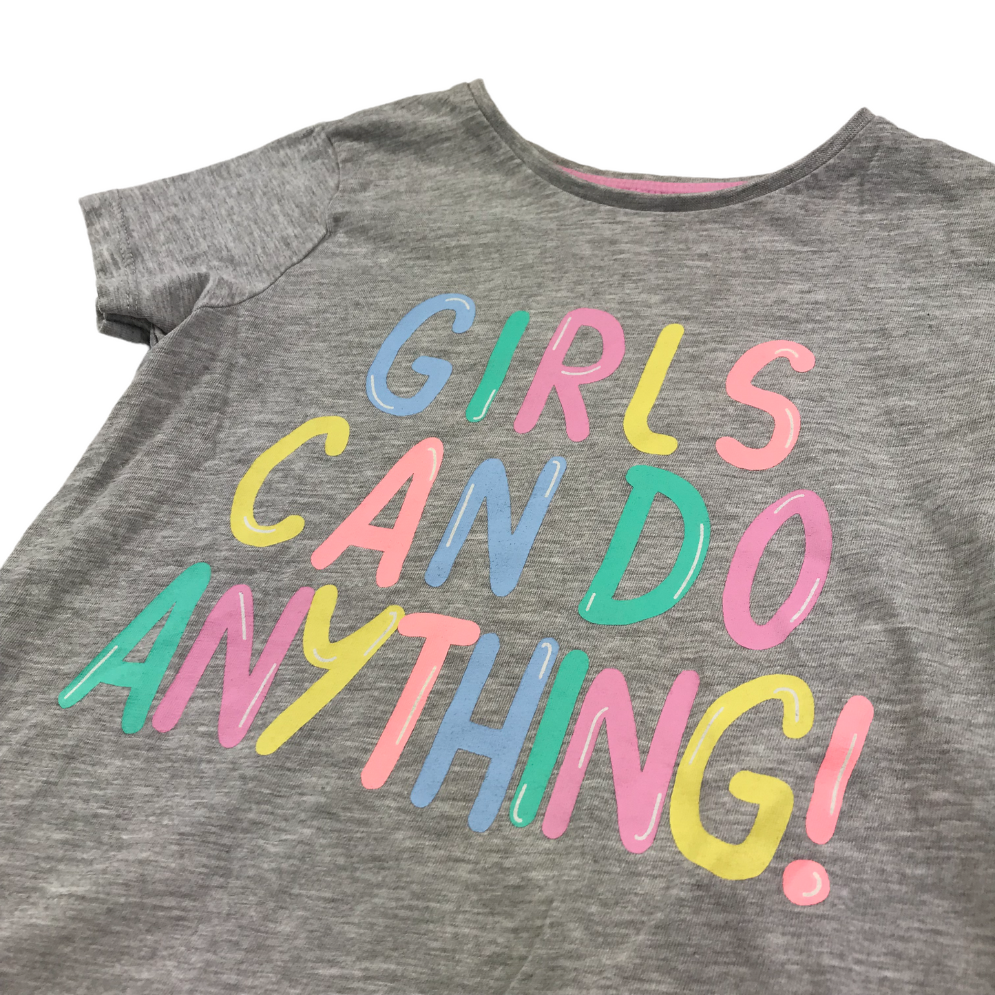 Matalan Grey Girls Can Do Anything Print T-shirt Age 4