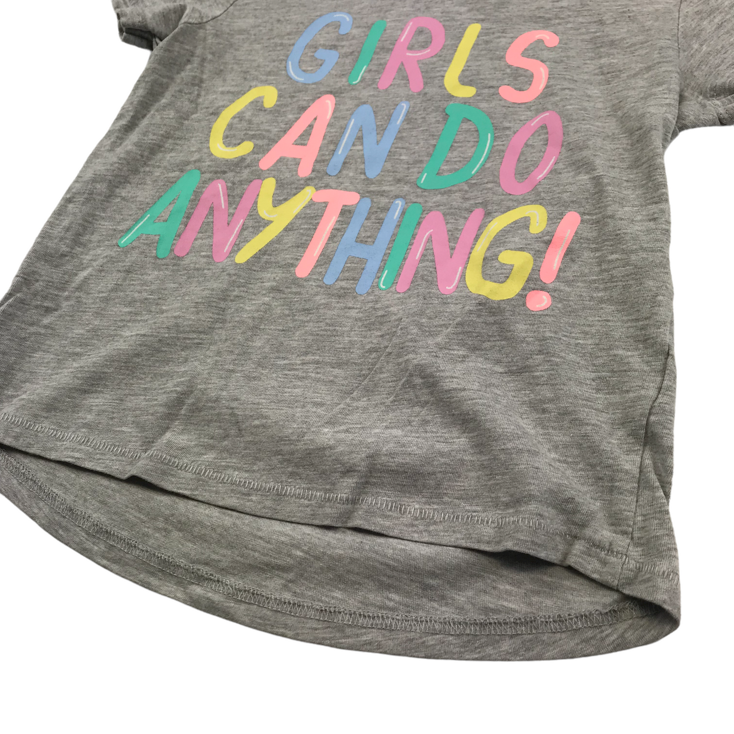 Matalan Grey Girls Can Do Anything Print T-shirt Age 4