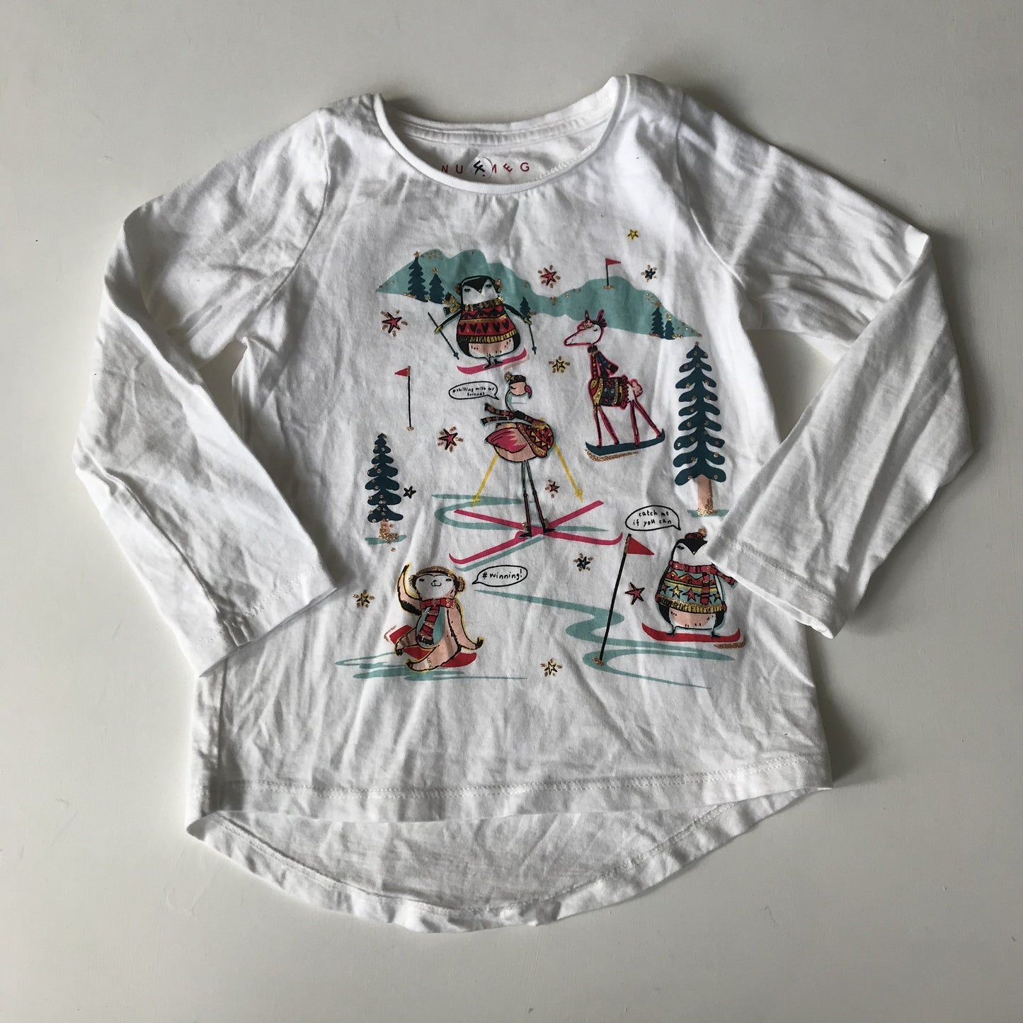 T-shirt - White Winter Theme - Age 4