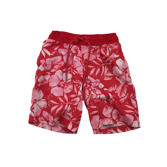 M&S Red Floral Swim Trunks Age 4