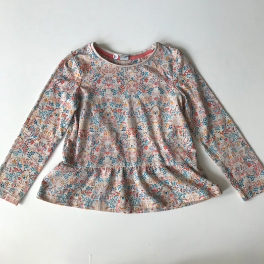 T-shirt - Light Floral with Frill - Age 4