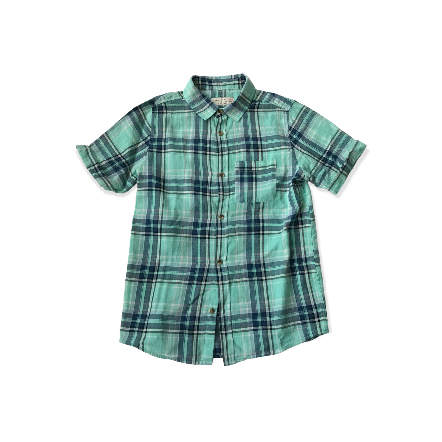 Zara Mint Green Check Short Sleeve Shirt Age 9