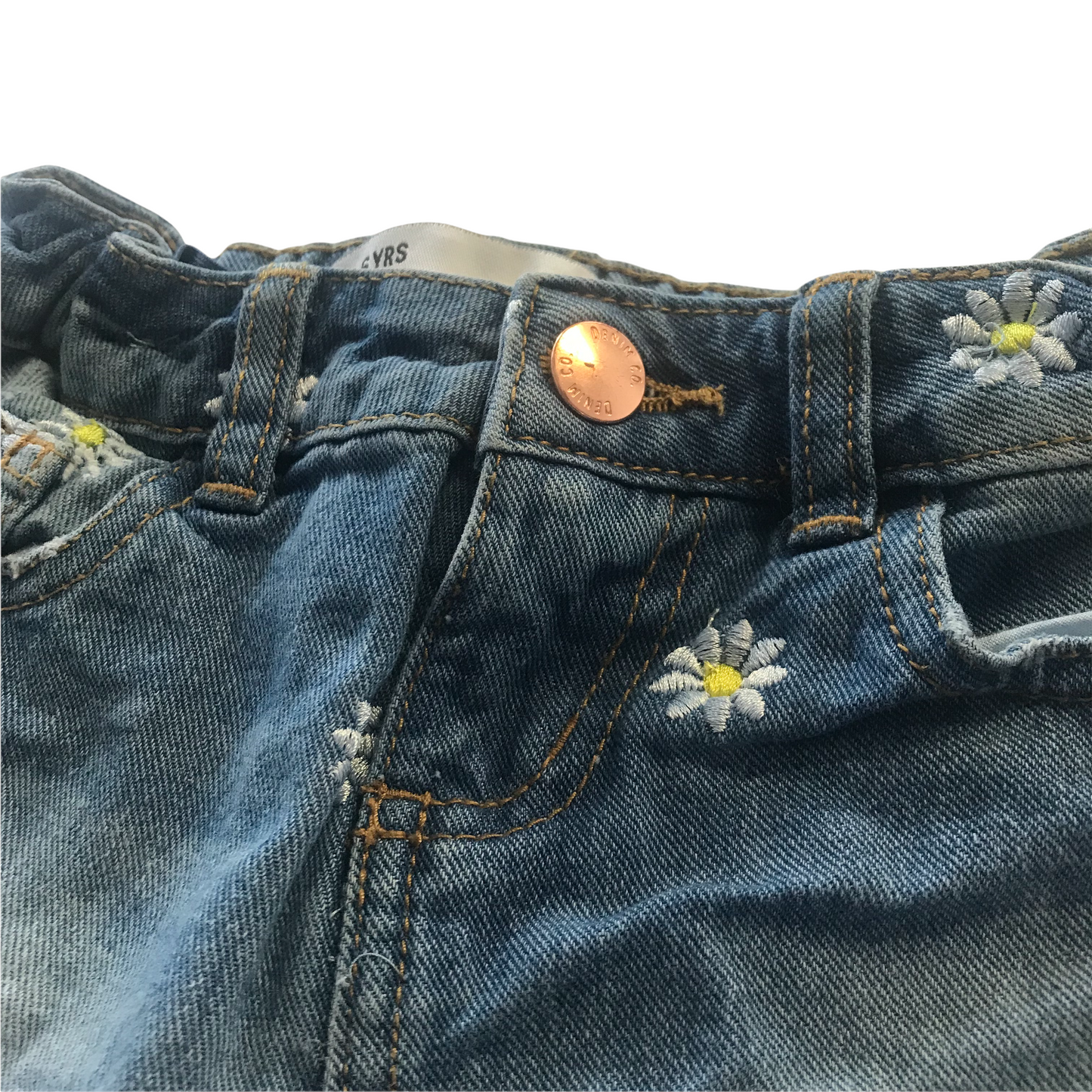 Primark Blue Floral Ripped Denim Shorts Age 5