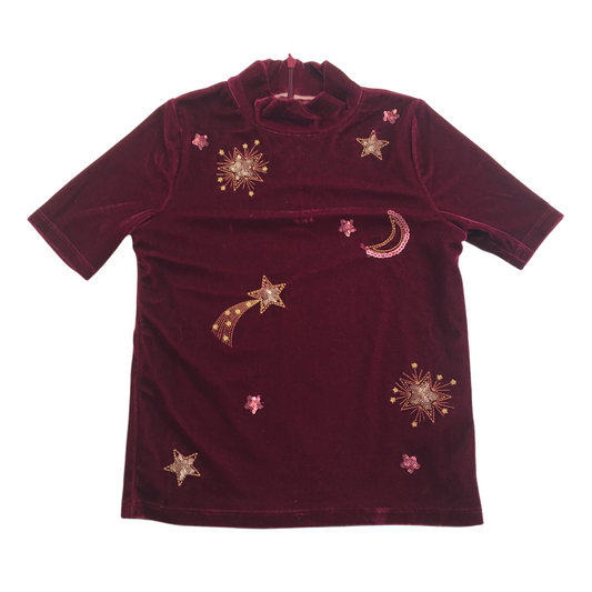 Boden Burgundy Velvet Celestial Blouse Age 5