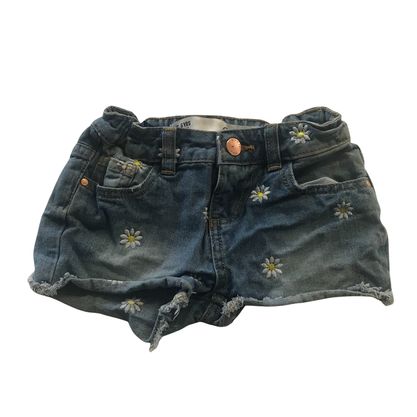 Primark Blue Floral Ripped Denim Shorts Age 5