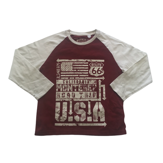 M&S Burgundy USA Route 66 T-shirt Age 5