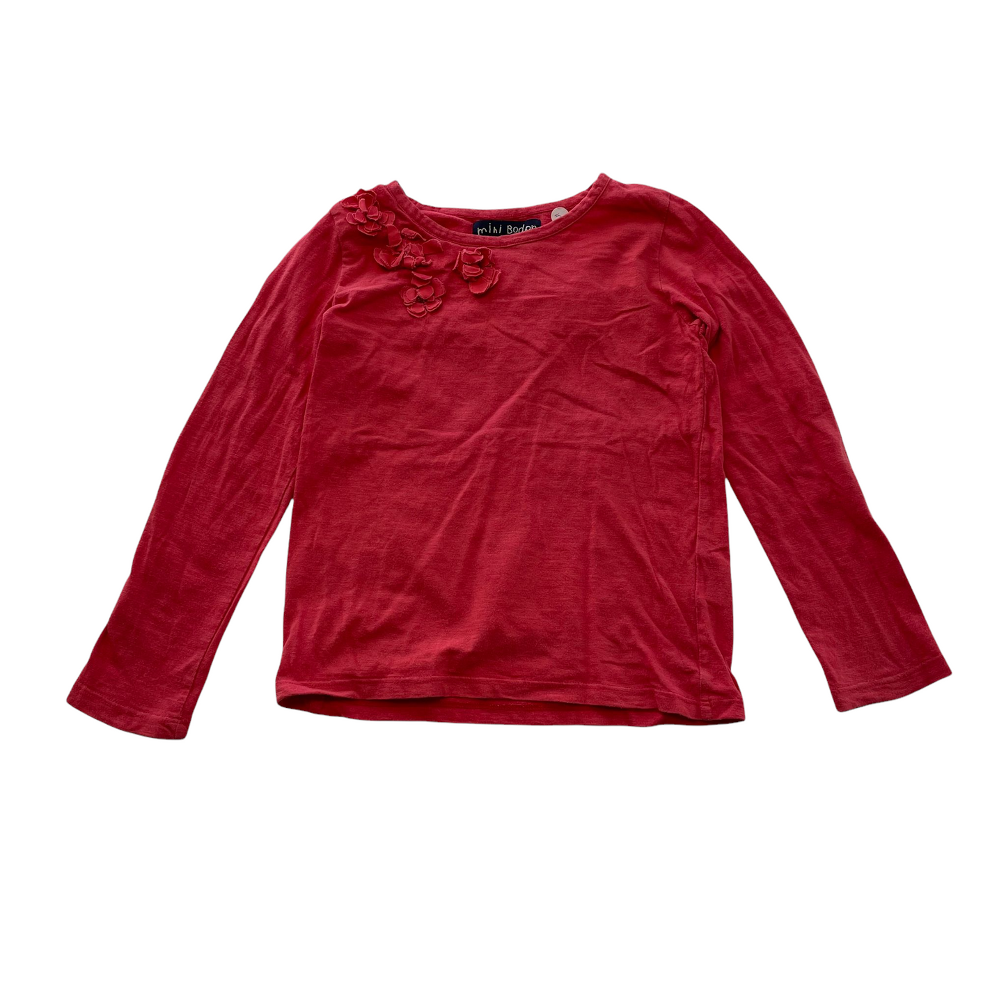 Boden Red Flower Detail T-shirt Age 5